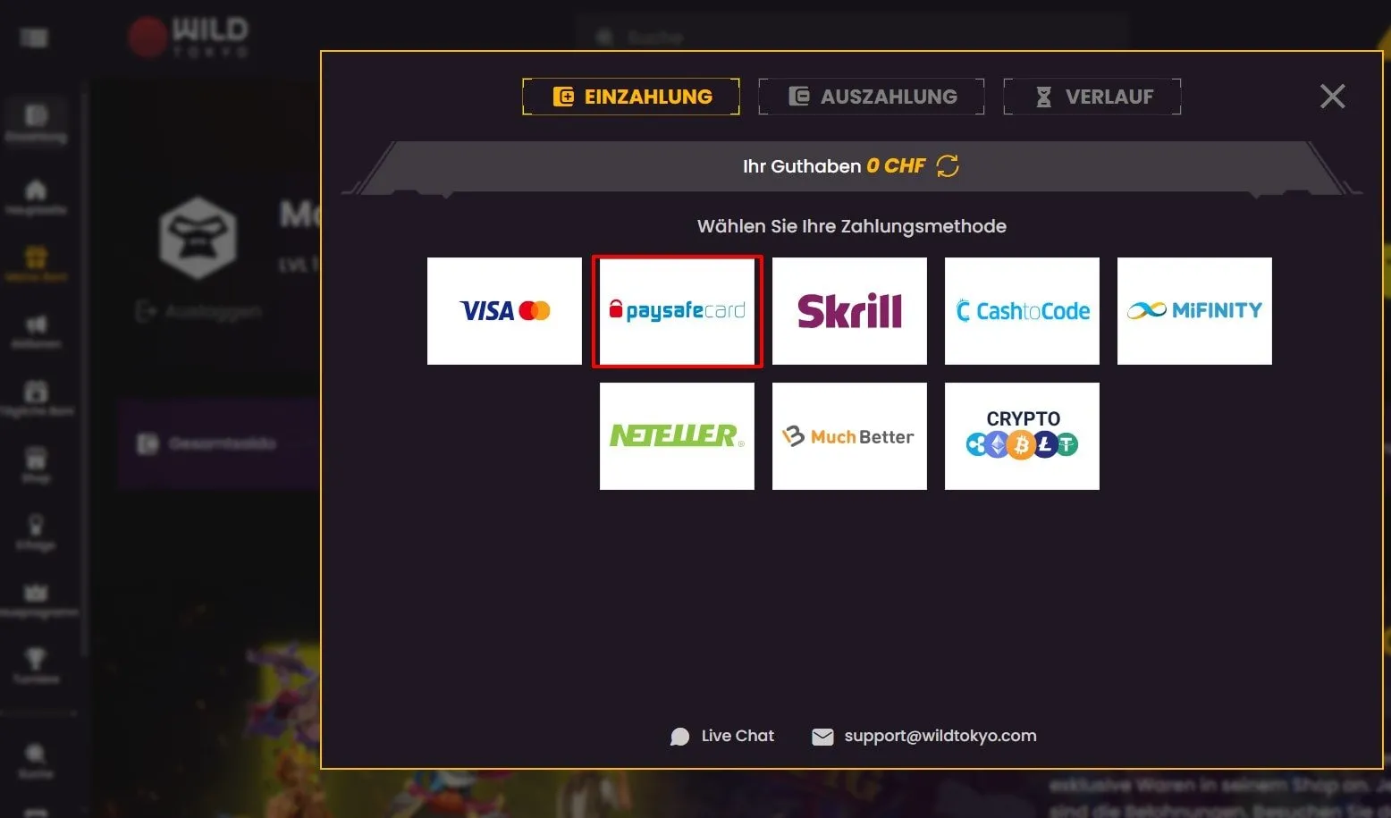 Wild Tokyo Casino mit Paysafecard